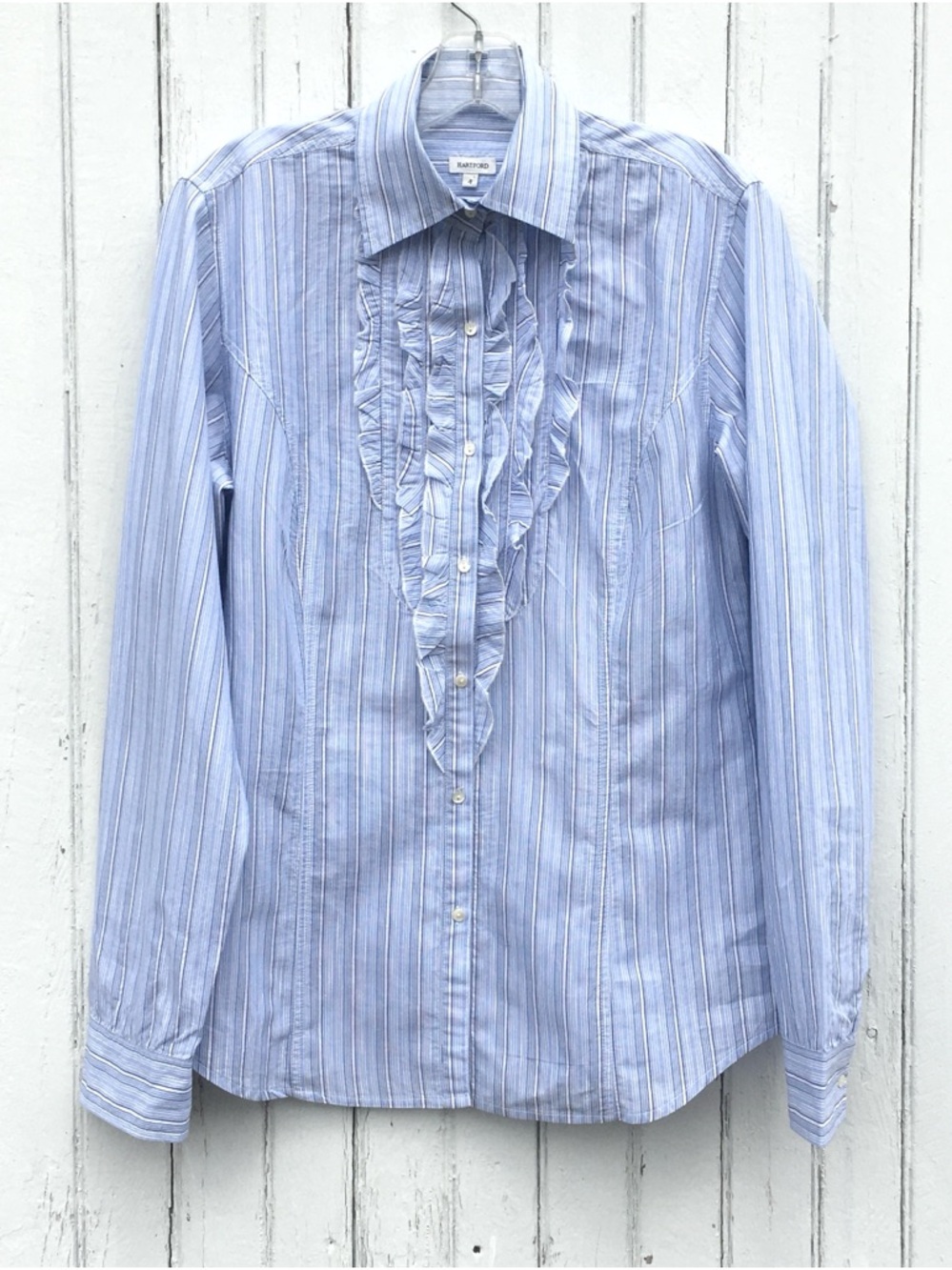 HARTFORD RUFFLE STRIPE BLOUSE